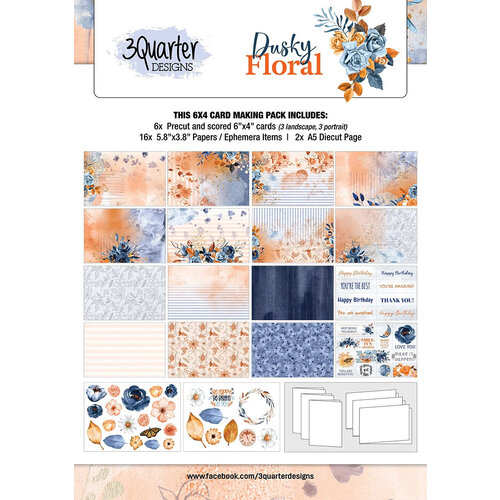 3Quarter Designs - Dusky Floral Collection - Card Kit
