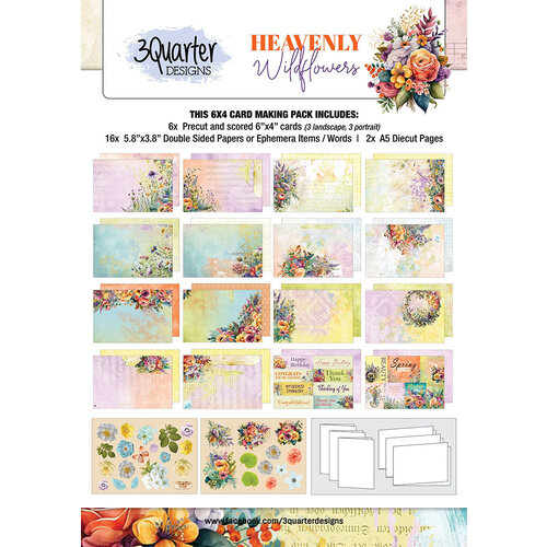 3Quarter Designs - Heavenly Wildflowers Collection - Card Kit