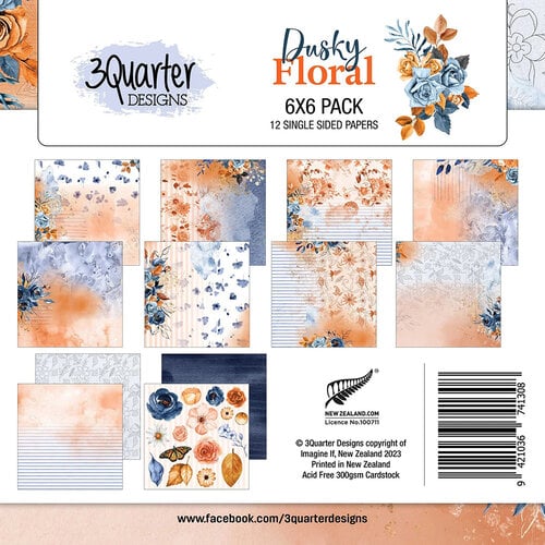 3Quarter Designs - Dusky Floral Collection - 6 x 6 Paper Pack