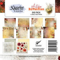 3Quarter Designs - Autumn Butterfly Collection - 8 x 8 Paper Pack