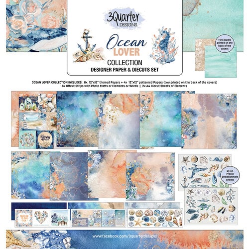 3Quarter Designs - Ocean Lovers Collection - 12 x 12 Paper Pack