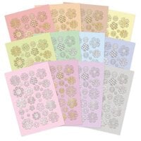 Hunkydory - Stickables - A4 Self Adhesive Paper Pack - Pretty Pastels - Foiled Flowers