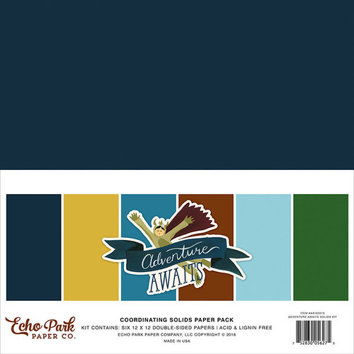 Echo Park - Adventure Awaits Collection - 12 x 12 Paper Pack - Solids