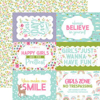 Echo Park - All About A Girl Collection - 12 x 12 Double Sided Paper - 6 x 4 Journaling Cards