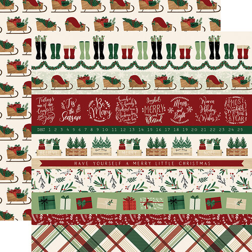 Echo Park - A Cozy Christmas Collection - 12 x 12 Double Sided Paper - Border Strips