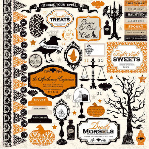 Echo Park - Apothecary Emporium Collection - Halloween - 12 x 12 Cardstock Stickers - Elements