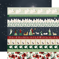 Echo Park - Christmas - Away In A Manger Collection - 12 x 12 Double Sided Paper - Border Strips