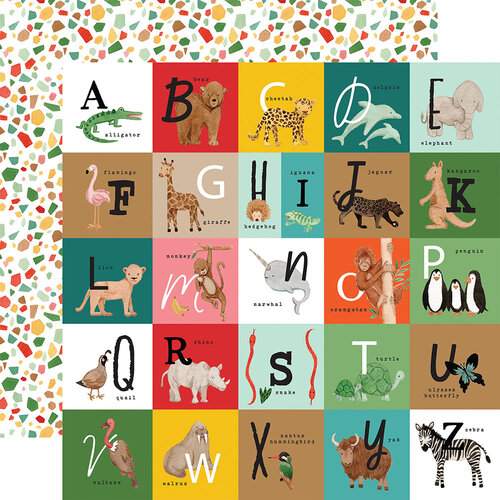 Echo Park - Animal Kingdom Collection - 12 x 12 Double Sided Paper - Alphabet Squares