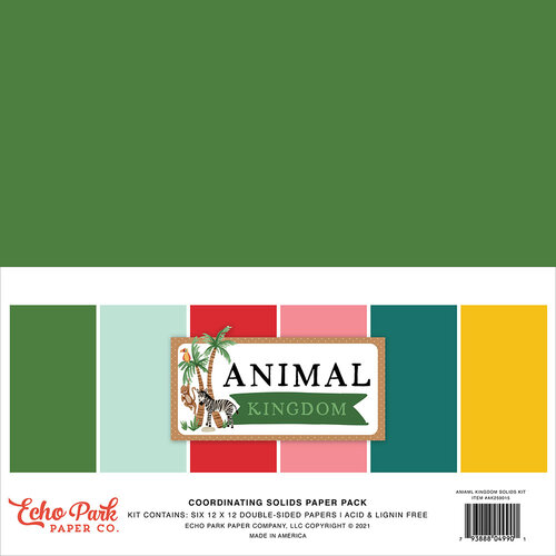 Echo Park - Animal Kingdom Collection - 12 x 12 Paper Pack - Solids