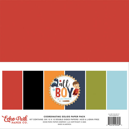 Echo Park - All Boy Collection - 12 x 12 Paper Pack - Solids