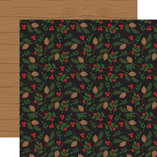 Echo Park - A Lumberjack Christmas Collection - 12 x 12 Double Sided Paper - Pinecone and Leaves