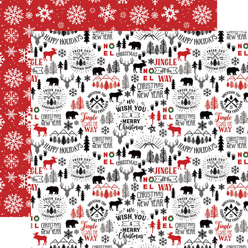 Echo Park - A Lumberjack Christmas Collection - 12 x 12 Double Sided Paper - Mountain Christmas