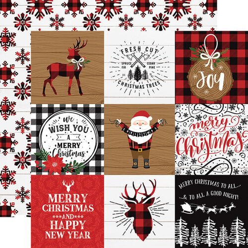 Echo Park - A Lumberjack Christmas Collection - 12 x 12 Double Sided Paper - 4 x 4 Journaling Cards