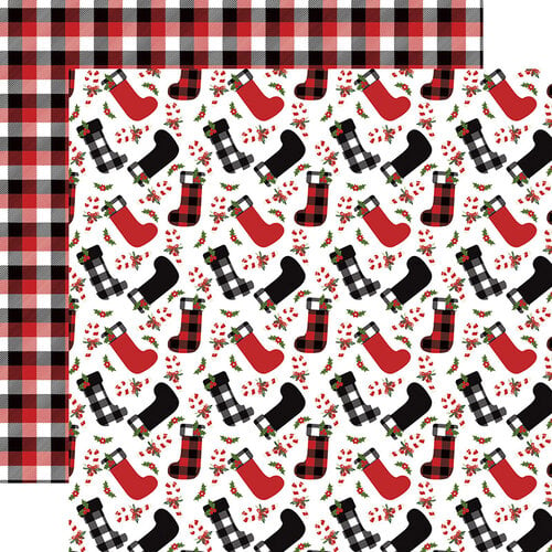 Echo Park - A Lumberjack Christmas Collection - 12 x 12 Double Sided Paper - Stockings