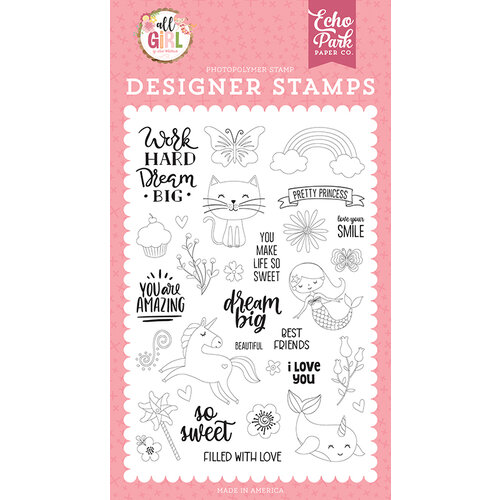 Echo Park - All Girl Collection - Clear Photopolymer Stamps - Dream Big