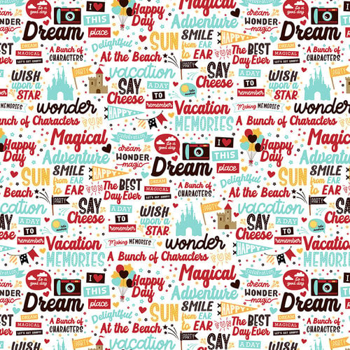 Echo Park - A Magical Voyage Collection - 12 x 12 Double Sided Paper - Vacation Phrases
