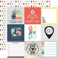 Echo Park - Away We Go Collection - 12 x 12 Double Sided Paper - 4 x 4 Journaling Cards