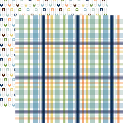Echo Park - Baby Boy Collection - 12 x 12 Double Sided Paper - Newborn Plaid