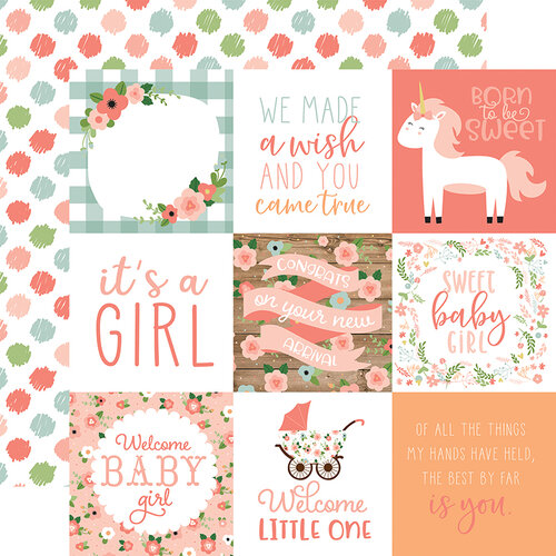 Echo Park - Baby Girl Collection - 12 x 12 Double Sided Paper - 4 x 4 Journaling Cards