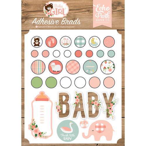 Echo Park - Baby Girl Collection - Self-Adhesive Decorative Brads