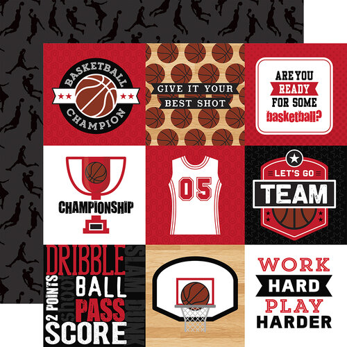 Echo Park - Basketball Collection - 12 x 12 Double Sided Paper - 4 x 4 Journaling Cards