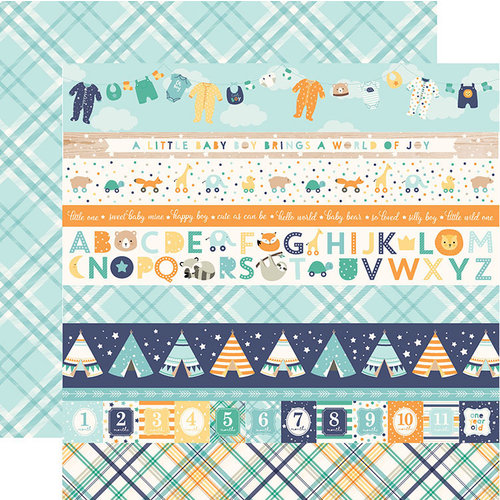Echo Park - Hello Baby Boy Collection - 12 x 12 Double Sided Paper - Border Strips