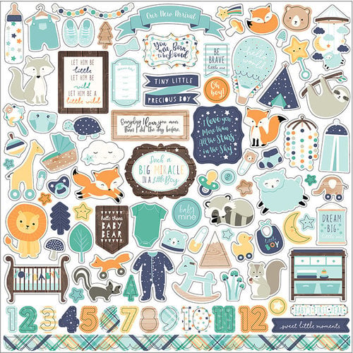 Echo Park - Hello Baby Boy Collection - 12 x 12 Cardstock Stickers - Elements