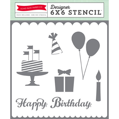 Echo Park - Birthday Collection - Girl - 6 x 6 Stencil - Happy Birthday