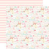Echo Park - Hello Baby Girl Collection - 12 x 12 Double Sided Paper - Baby Girl Words