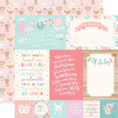 Echo Park - Hello Baby Girl Collection - 12 x 12 Double Sided Paper - 4 x 6 Journaling Cards