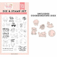 Echo Park - Hello Baby Girl Collection - Designer Dies and Clear Photopolymer Stamp Set - Little Baby