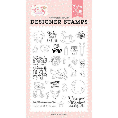Echo Park - Hello Baby Girl Collection - Clear Photopolymer Stamps - Little Baby