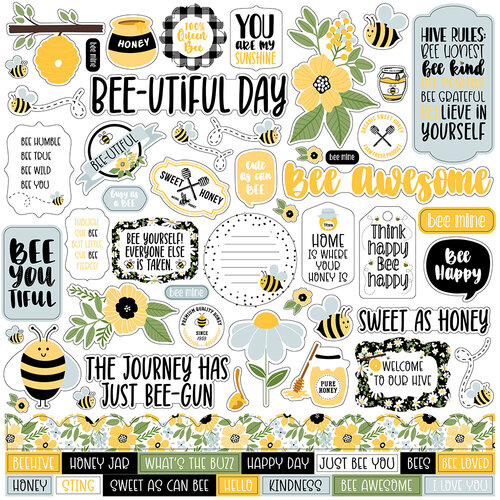 Echo Park - Bee Happy Collection - 12 x 12 Cardstock Stickers - Elements