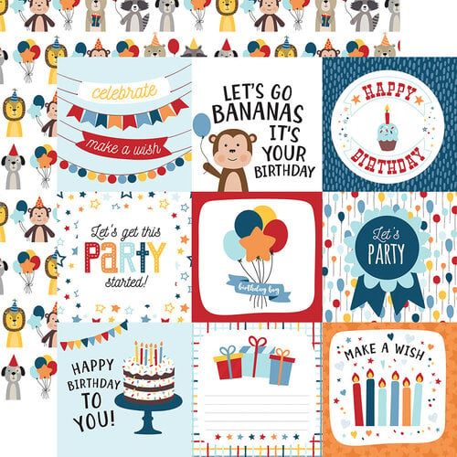 Echo Park - Birthday Boy Collection - 12 x 12 Double Sided Paper - 4 x 4 Journaling Cards