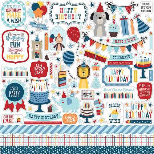 Echo Park - Birthday Boy Collection - 12 x 12 Cardstock Stickers - Elements
