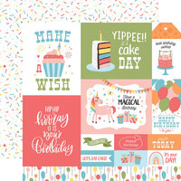 Echo Park - Birthday Girl Collection - 12 x 12 Double Sided Paper - Multi Journaling Cards