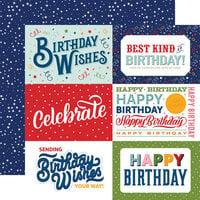 Echo Park - Birthday Salutations Collection - 12 x 12 Double Sided Paper - 6 x 4 Journaling Cards