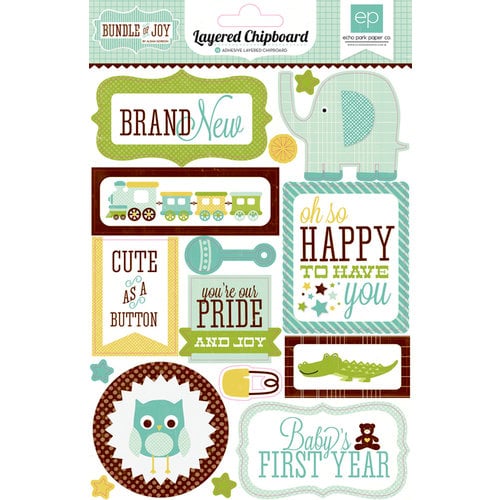Echo Park - Bundle of Joy Collection - Boy - Layered Chipboard Stickers