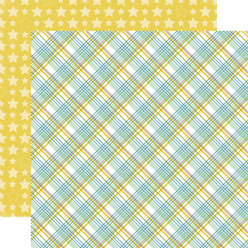 Echo Park - Bundle of Joy New Addition Collection - Boy - 12 x 12 Double Sided Paper - Baby Boy Plaid