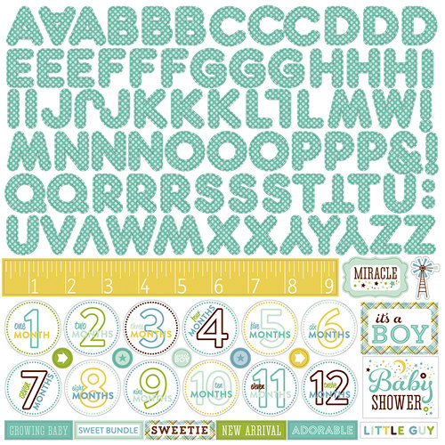Echo Park - Bundle of Joy New Addition Collection - Boy - 12 x 12 Cardstock Stickers - Alphabet