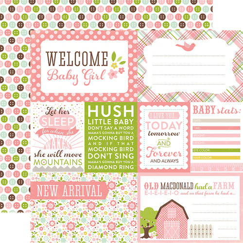 Echo Park - Bundle of Joy New Addition Collection - Girl - 12 x 12 Double Sided Paper - Welcome Baby Girl