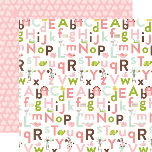 Echo Park - Bundle of Joy New Addition Collection - Girl - 12 x 12 Double Sided Paper - Alphabet Antics