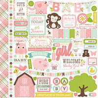Echo Park - Bundle of Joy New Addition Collection - Girl - 12 x 12 Cardstock Stickers - Elements