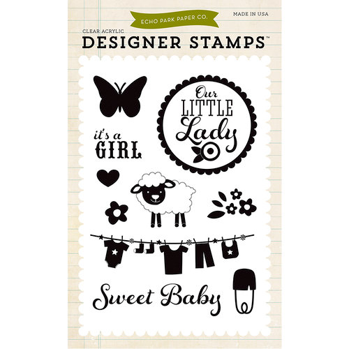 Echo Park - Bundle of Joy New Addition Collection - Girl - Clear Acrylic Stamps - It's A Girl