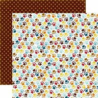 Echo Park - Bark Collection - 12 x 12 Double Sided Paper - Paw Prints