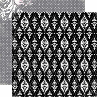 Echo Park - Be Mine Collection - Valentine - 12 x 12 Double Sided Paper - Black Damask