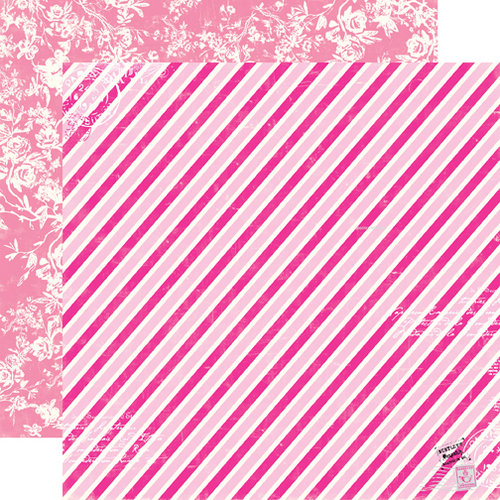 Echo Park - Be Mine Collection - Valentine - 12 x 12 Double Sided Paper - Airmail Stripe