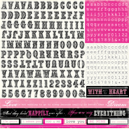 Echo Park - Be Mine Collection - Valentine - 12 x 12 Cardstock Stickers - Alphabet