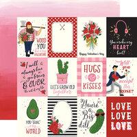 Echo Park - Be My Valentine Collection - 12 x 12 Double Sided Paper - 3 x 4 Journaling Cards