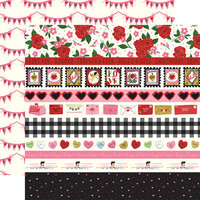 Echo Park - Be My Valentine Collection - 12 x 12 Double Sided Paper - Border Strips